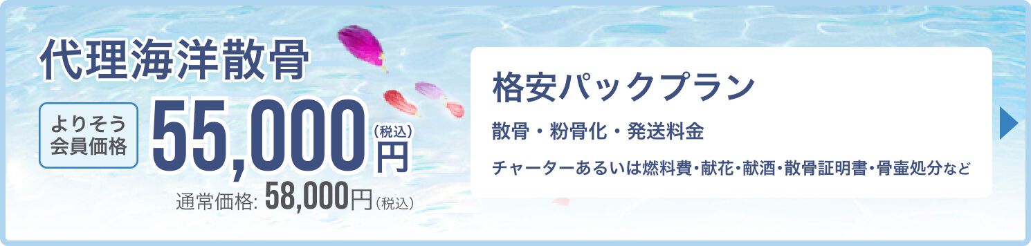 代理海洋散骨 55,000円(税込) 格安パックプラン